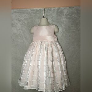 American Princess Light Pink Satin Bodice 3T Dress with Sheer Grid Skirt
